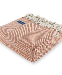Monhegan Cotton Throw With Fringe - Bittersweet