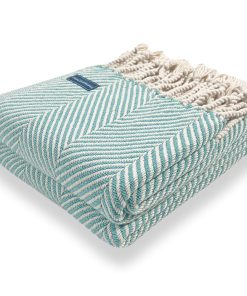 Monhegan Cotton Throw With Fringe - Island Blue