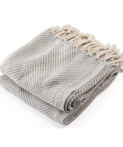 Monhegan Cotton Throw With Fringe - Gray Heather