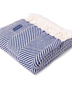 Monhegan Cotton Throw With Fringe - Navy