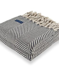 Monhegan Cotton Throw With Fringe - Slate