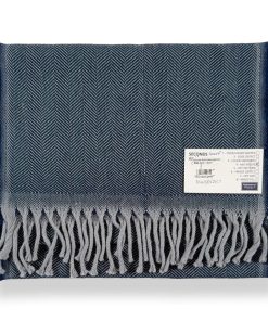 Factory Second Solid Herringbone Wool Scarf - Gray/Navy