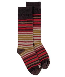 Festival Stripe Wool Socks - Burgundy