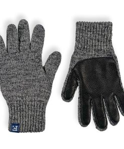 Gloves with Leather - Charcoal