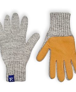 Gloves with Leather - Natural/Oatmeal