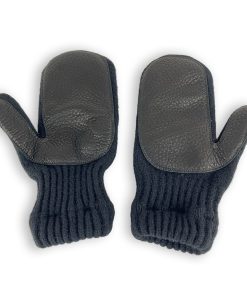 Mittens with Leather - Black/Black