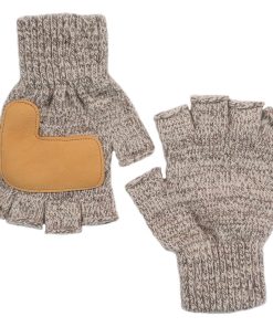 Fingerless Gloves with Leather - Natural/Oatmeal