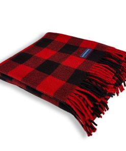 Buffalo Check Wool Throw Blanket - Red