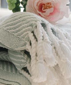 Monhegan Cotton Throw With Fringe - Surf