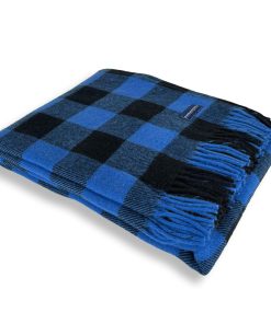 Buffalo Check Wool Throw Blanket - Admiral Blue
