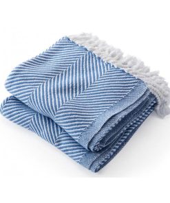 Monhegan Cotton Throw With Fringe - Baja Blue