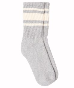 Faribault Mill x American Trench Retro Stripe Socks - Heather Gray