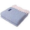 Monhegan Cotton Throw With Fringe - Denim