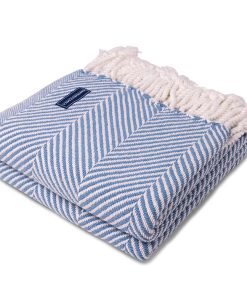 Monhegan Cotton Throw With Fringe - Denim