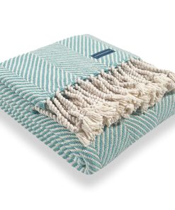 Monhegan Cotton Throw With Fringe - Island Blue