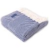 Monhegan Cotton Throw With Fringe - Navy