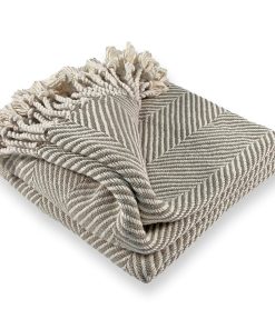 Monhegan Cotton Throw With Fringe - Stone