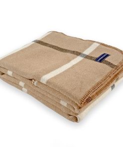 Windowpane Plaid Wool Throw - Beige