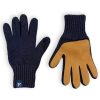 Gloves with Leather - Navy
