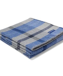 Northfield Plaid Wool Throw Blanket - Blue