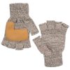 Fingerless Gloves with Leather - Natural/Oatmeal