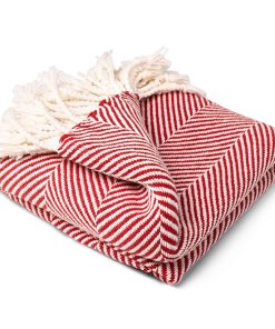 Monhegan Cotton Throw With Fringe - Breton Red