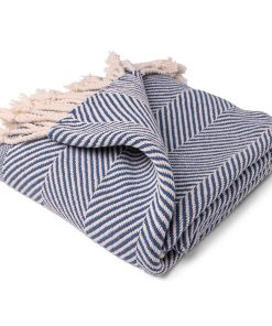 Monhegan Cotton Throw With Fringe - Indigo