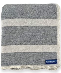 Reversible Framed Stripe Wool Throw - Heather Gray
