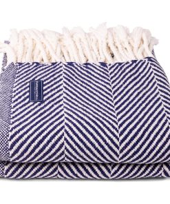 Monhegan Cotton Throw With Fringe - Navy