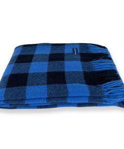Buffalo Check Wool Throw Blanket - Admiral Blue