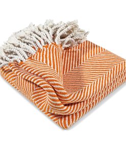 Monhegan Cotton Throw With Fringe - Autumn