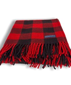 Buffalo Check Wool Throw Blanket - Red