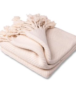 Monhegan Cotton Throw With Fringe - Natural