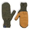 Mittens with Leather - Olive