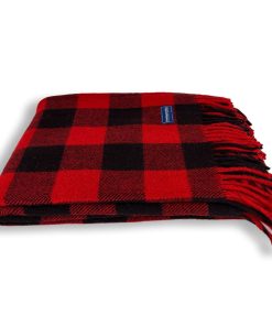 Buffalo Check Wool Throw Blanket - Red