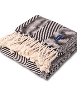 Monhegan Cotton Throw With Fringe - Ebony
