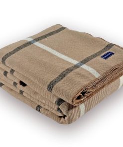 Windowpane Plaid Wool Blanket - Beige