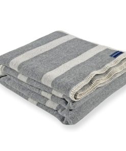 Reversible Framed Stripe Wool Throw - Heather Gray