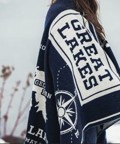 Great Lakes Map Wool Throw