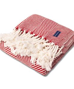 Monhegan Cotton Throw With Fringe - Breton Red