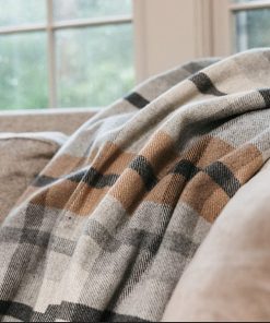 Northfield Plaid Wool Throw Blanket - Heritage Beige