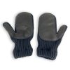 Mittens with Leather - Black/Black