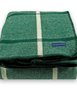 Windowpane Plaid Wool Blanket - Forest Green