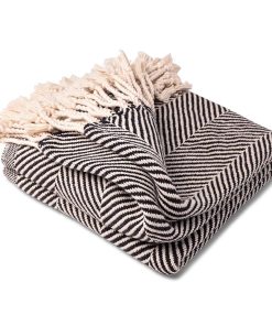 Monhegan Cotton Throw With Fringe - Ebony