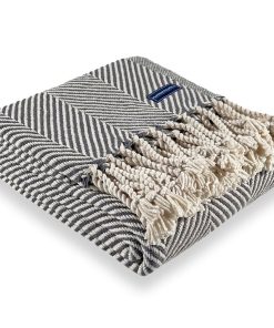 Monhegan Cotton Throw With Fringe - Slate