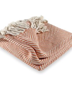 Monhegan Cotton Throw With Fringe - Bittersweet