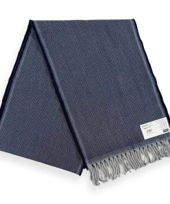 Factory Second Solid Herringbone Wool Scarf - Gray/Navy