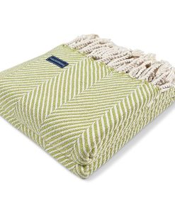 Monhegan Cotton Throw With Fringe - Apple Green