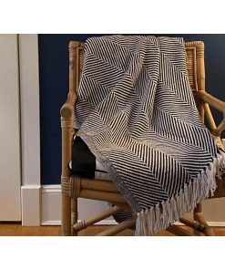 Monhegan Cotton Throw With Fringe - Ebony