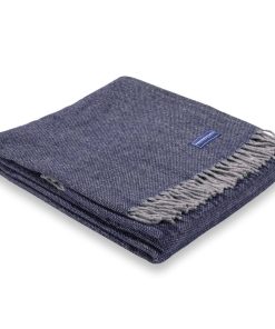 Factory Second Ashby Twill Wool Throw - Navy